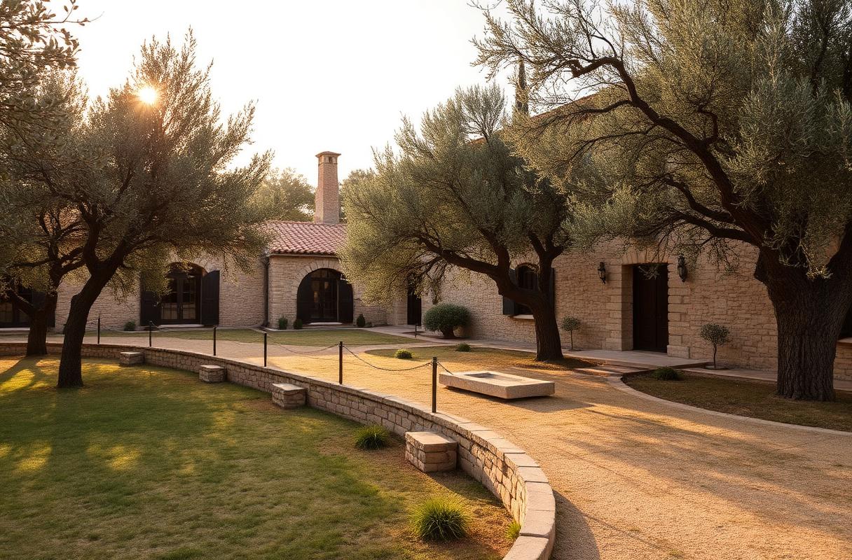 Mas provençal en pierre entouré d'oliviers centenaires à Ramatuelle